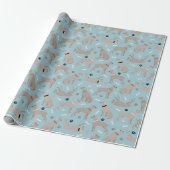 Weimaraner Botten en Pws Blue Wrapping Paper Cadeaupapier (Uitgerold)