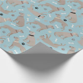 Weimaraner Botten en Pws Blue Wrapping Paper Cadeaupapier (Hoek)