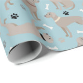 Weimaraner Botten en Pws Blue Wrapping Paper Cadeaupapier (Rol Hoek)