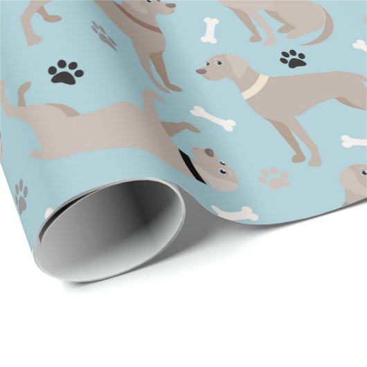 Weimaraner Botten en Pws Blue Wrapping Paper Cadeaupapier (Rol Hoek)