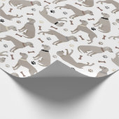 Weimaraner-Botten en Wit-papier met poten Cadeaupapier (Hoek)