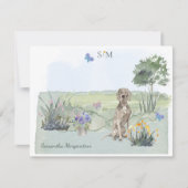 Weimaraner Butterfly Meadow Monogram & Naam  Notitiekaartje (Voorkant)