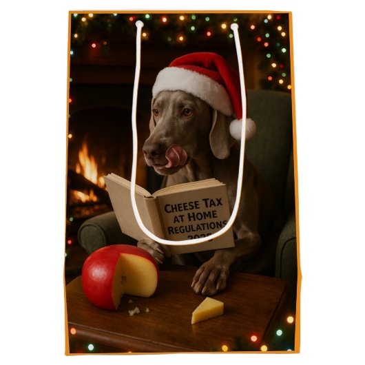Weimaraner Cheese Tax Christmas gift bag  Medium Cadeauzakje (Achterkant)