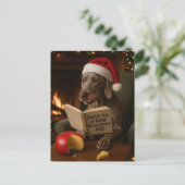 Weimaraner 'Cheese Tax' Christmas postcard Briefkaart (Staand voorkant)