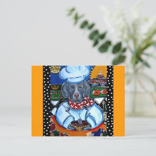 Weimaraner Chef Briefkaart (Staand voorkant)