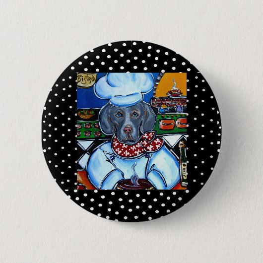 Weimaraner Chef Ronde Button 5,7 Cm (Voorkant)