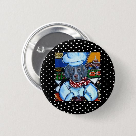 Weimaraner Chef Ronde Button 5,7 Cm (Voorkant /achterkant)