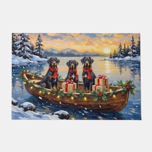 Weimaraner Christmas Boat Holiday Deurmat (Voorkant)