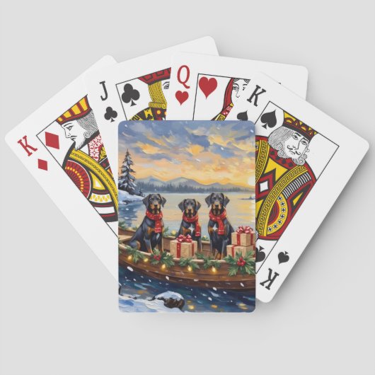 Weimaraner Christmas Boat Holiday Pokerkaarten (Achterkant)
