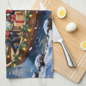 Weimaraner Christmas Boat Holiday Theedoek (Quarter Fold)