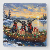 Weimaraner Christmas Boat Holiday Vierkante Klok (Voorkant)