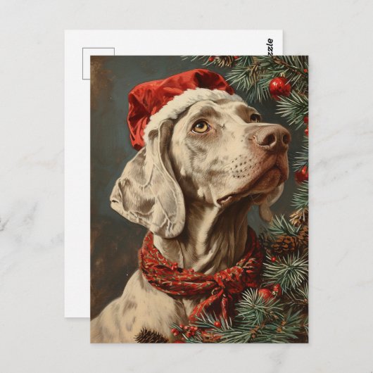 Weimaraner Christmas Briefkaart (Voorkant / Achterkant)