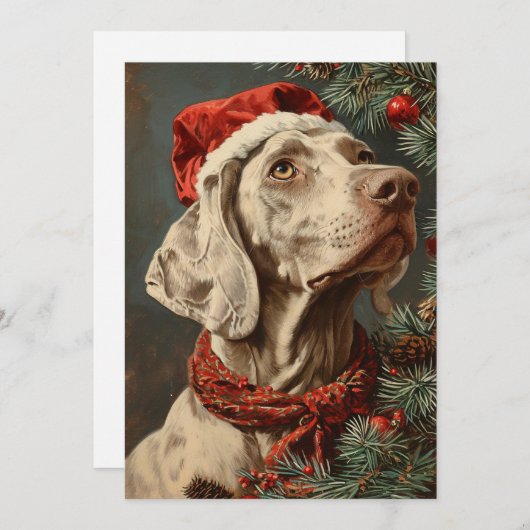 Weimaraner Christmas Feestdagenkaart (Voorkant / Achterkant)