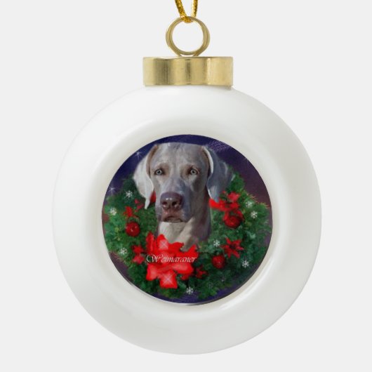 Weimaraner Christmas Keramische Bal Ornament (Voorkant)