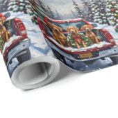 Weimaraner Christmas Red Truck Holiday Cadeaupapier (Rol Hoek)