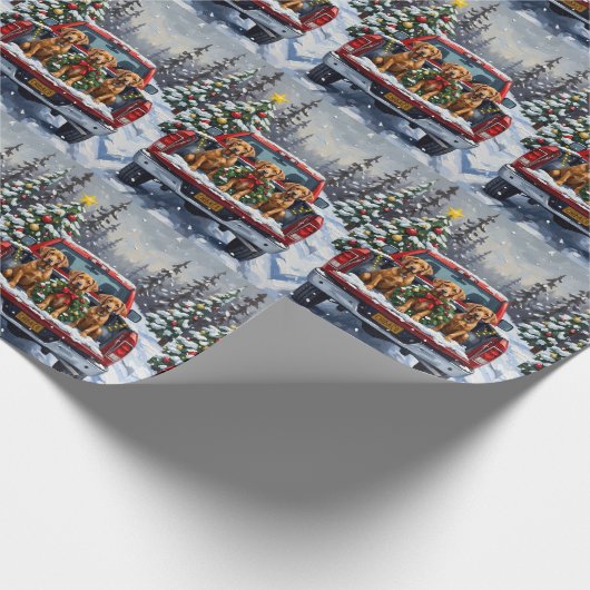 Weimaraner Christmas Red Truck Holiday Cadeaupapier (Hoek)