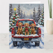Weimaraner Christmas Red Truck Holiday Kaart (Voorkant)