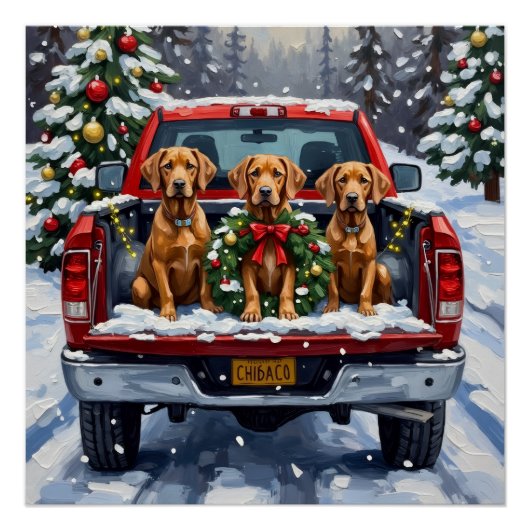 Weimaraner Christmas Red Truck Holiday Perfect Poster (Voorkant)