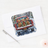 Weimaraner Christmas Red Truck Holiday Vierkante Sticker (Envelop)