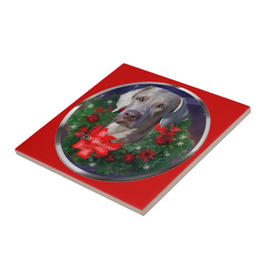 Weimaraner Christmas Tegeltje (Zijkant)