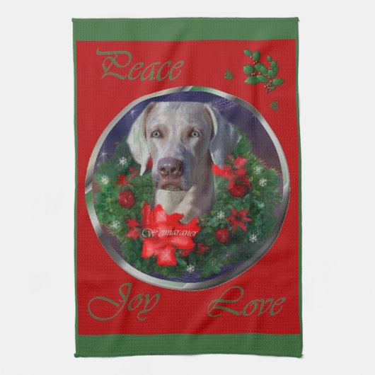 Weimaraner Christmas Theedoek (Verticaal)