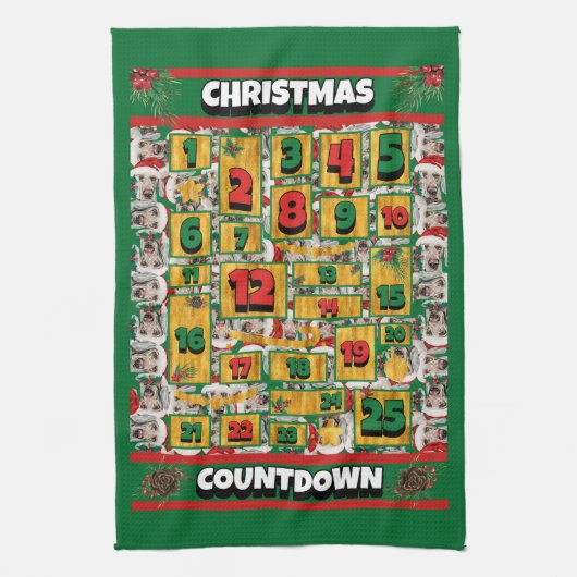 Weimaraner Countdown Kerst Adventskalender Hond Theedoek (Verticaal)