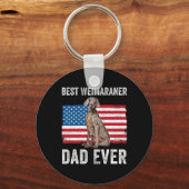 Weimaraner Dad Amerikaanse Vlag Hondenliefhebber E Sleutelhanger (Voorkant)