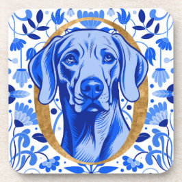 Weimaraner die door de letter "O" in Goud gluurt Bier Onderzetter