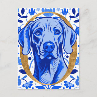 Weimaraner die door de letter "O" in Goud gluurt Briefkaart