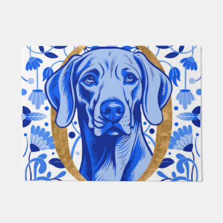Weimaraner die door de letter "O" in Goud gluurt Deurmat