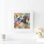 Weimaraner Dog 200624AREF211 - Watercolor Vierkante Klok (Huis)