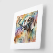 Weimaraner Dog 200624AREF211 - Watercolor Vierkante Klok (Hoek)