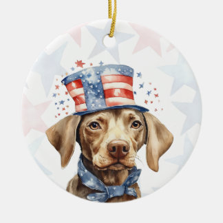 Weimaraner Dog, 4th of july Personalized Keramisch Ornament