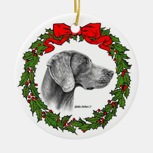 Weimaraner Dog Art van Glenda S. Harlan Keramisch Ornament (Voorkant)