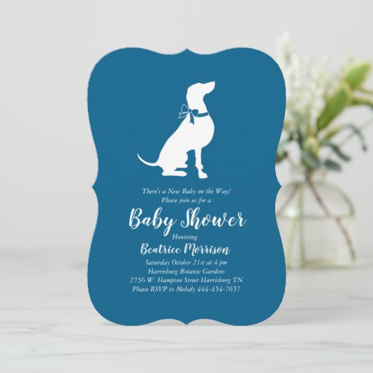 Weimaraner Dog Baby shower Boy Blue Kaart (Staand voorkant)