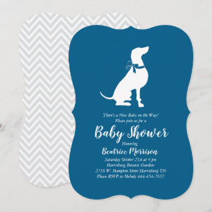 Weimaraner Dog Baby shower Boy Blue Kaart