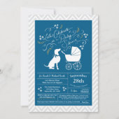 Weimaraner Dog Baby shower Boy Blue Kaart (Voorkant)