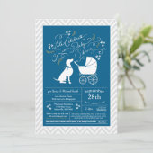 Weimaraner Dog Baby shower Boy Blue Kaart (Staand voorkant)