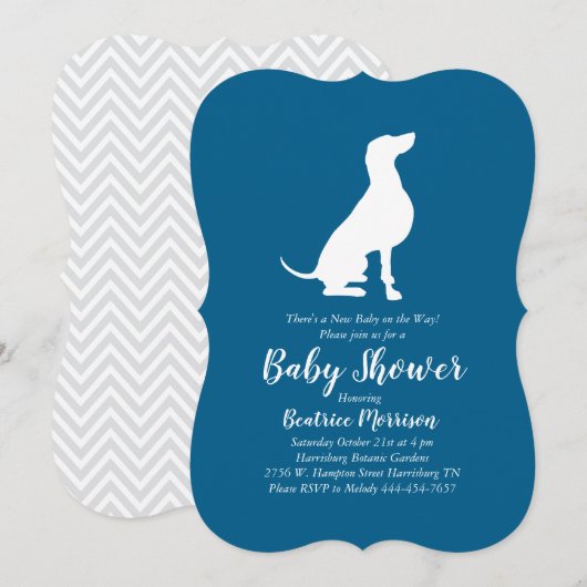 Weimaraner Dog Baby shower Boy Blue Kaart (Voorkant / Achterkant)