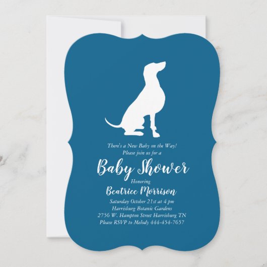Weimaraner Dog Baby shower Boy Blue Kaart (Voorkant)