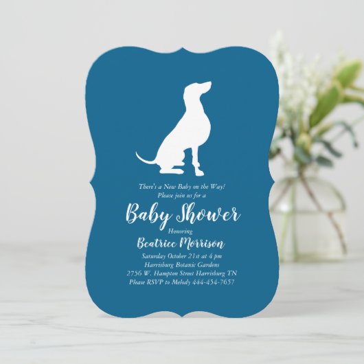 Weimaraner Dog Baby shower Boy Blue Kaart (Staand voorkant)