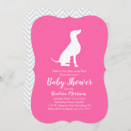 Weimaraner Dog Baby shower Girl Pink Kaart