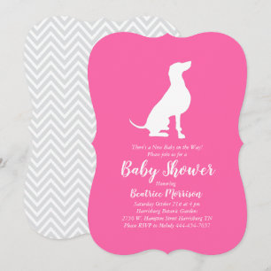 Weimaraner Dog Baby shower Girl Pink Kaart