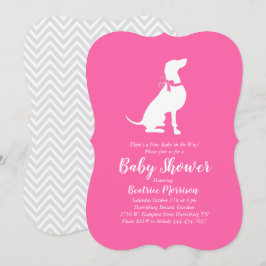 Weimaraner Dog Baby shower Girl Pink Kaart