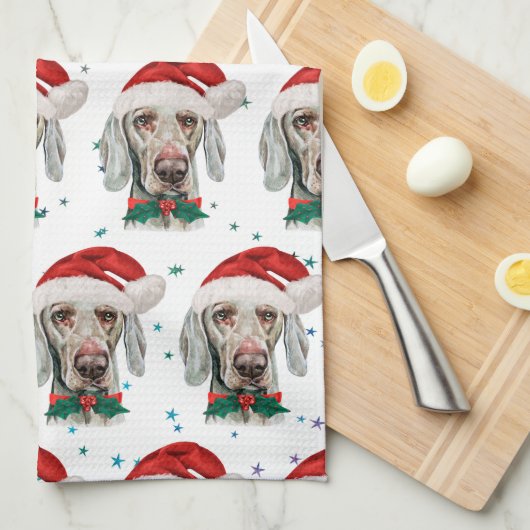 Weimaraner Dog Breed Christmas Stars Theedoek (Quarter Fold)