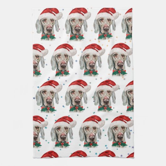 Weimaraner Dog Breed Christmas Stars Theedoek (Verticaal)