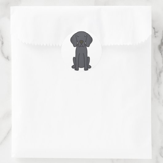 Weimaraner Dog Cartoon Ronde Sticker (Tas)