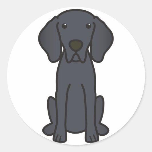 Weimaraner Dog Cartoon Ronde Sticker (Voorkant)