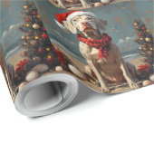 Weimaraner Dog Christmas  Beach Cadeaupapier (Rol Hoek)