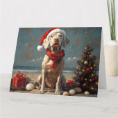 Weimaraner Dog Christmas  Beach Kaart (Voorkant)